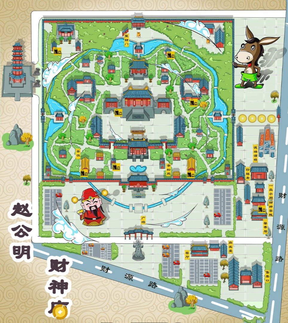 安源寺庙类手绘地图